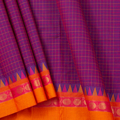 Magenta And Orange Kanchi Cotton Saree For Festive Wear PV MM KC 746