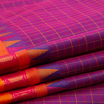 Magenta And Orange Kanchi Cotton Saree For Festive Wear PV MM KC 746
