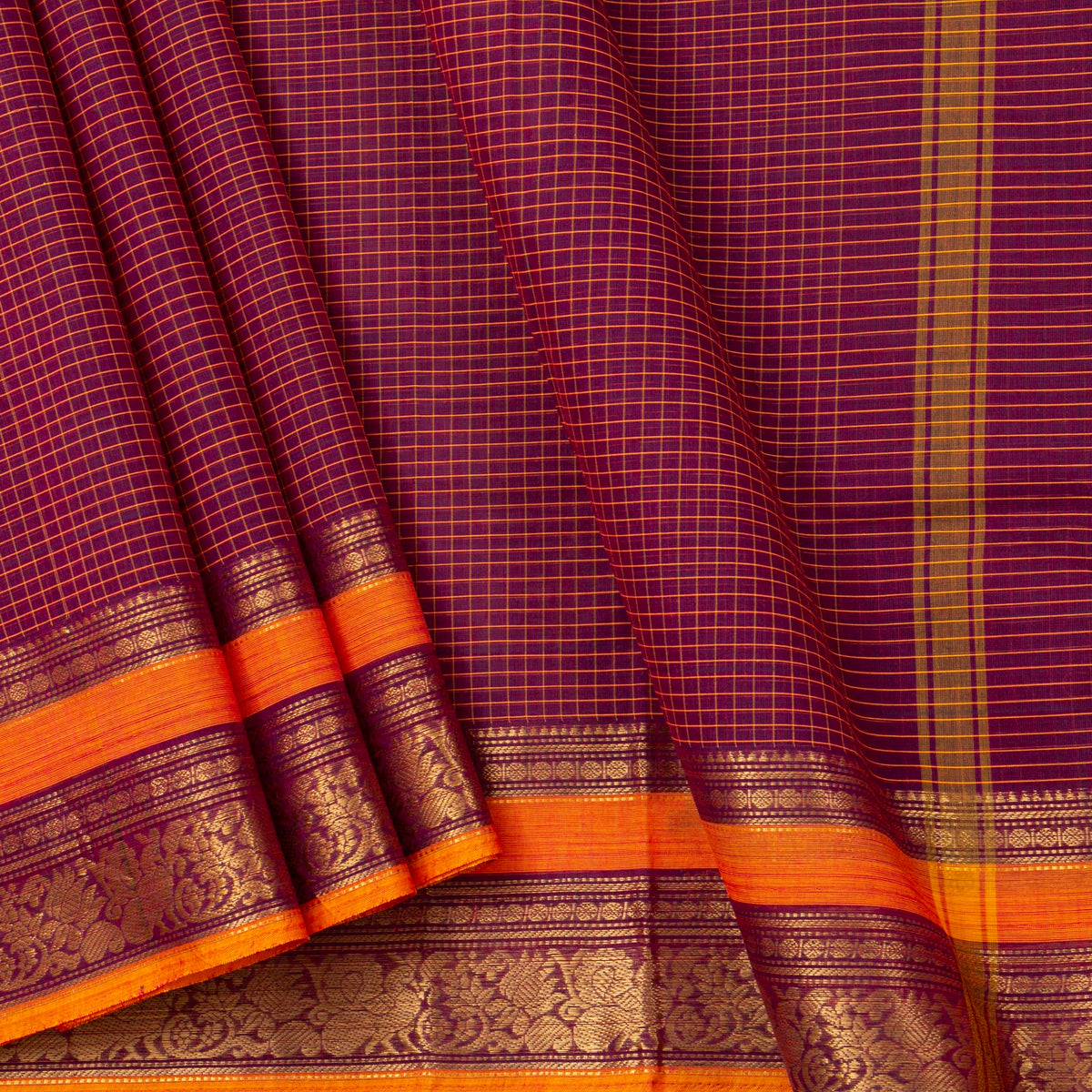 Magenta Kanchi Cotton Saree For Festive Wear PV MM KC 752