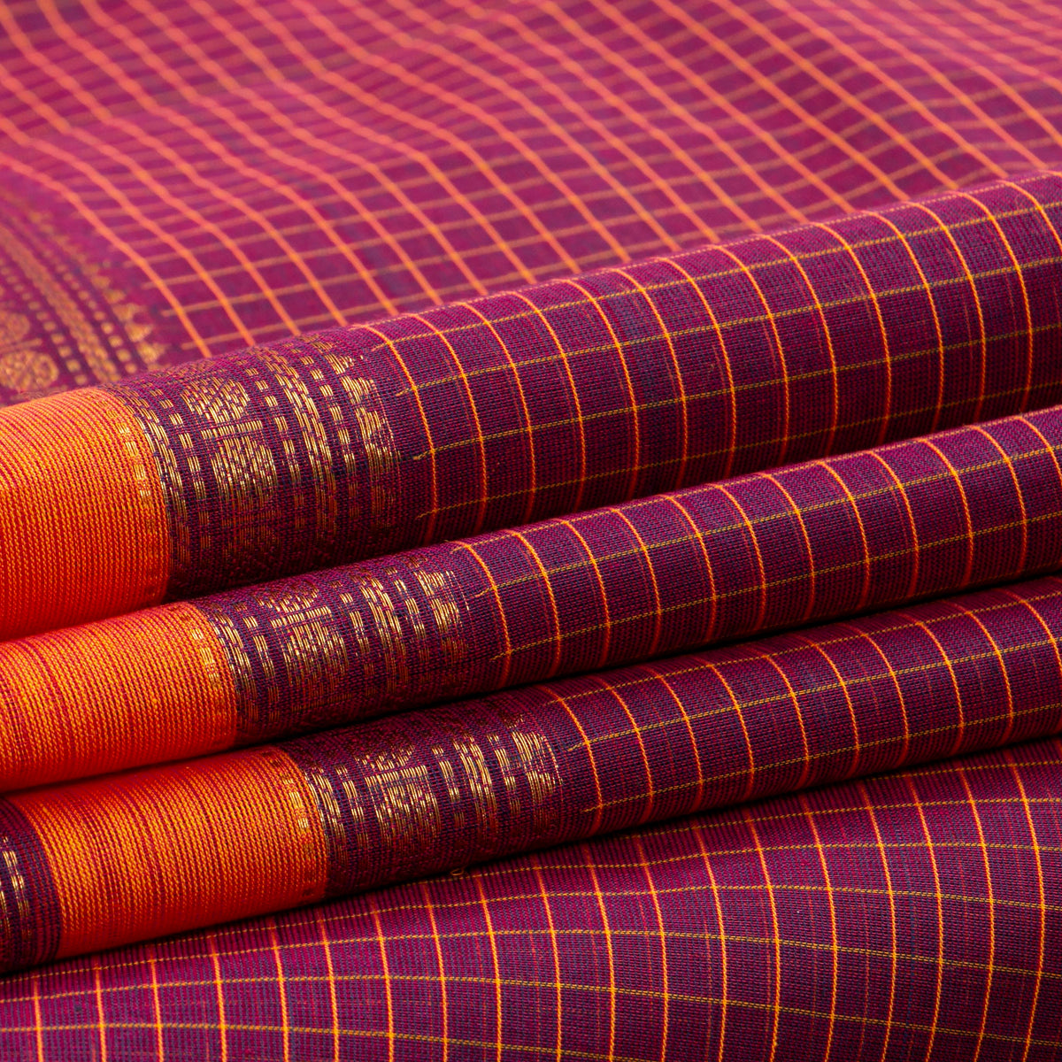 Magenta Kanchi Cotton Saree For Festive Wear PV MM KC 752
