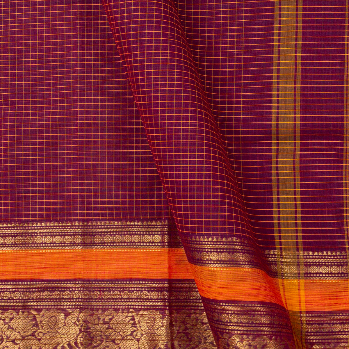 Magenta Kanchi Cotton Saree For Festive Wear PV MM KC 752