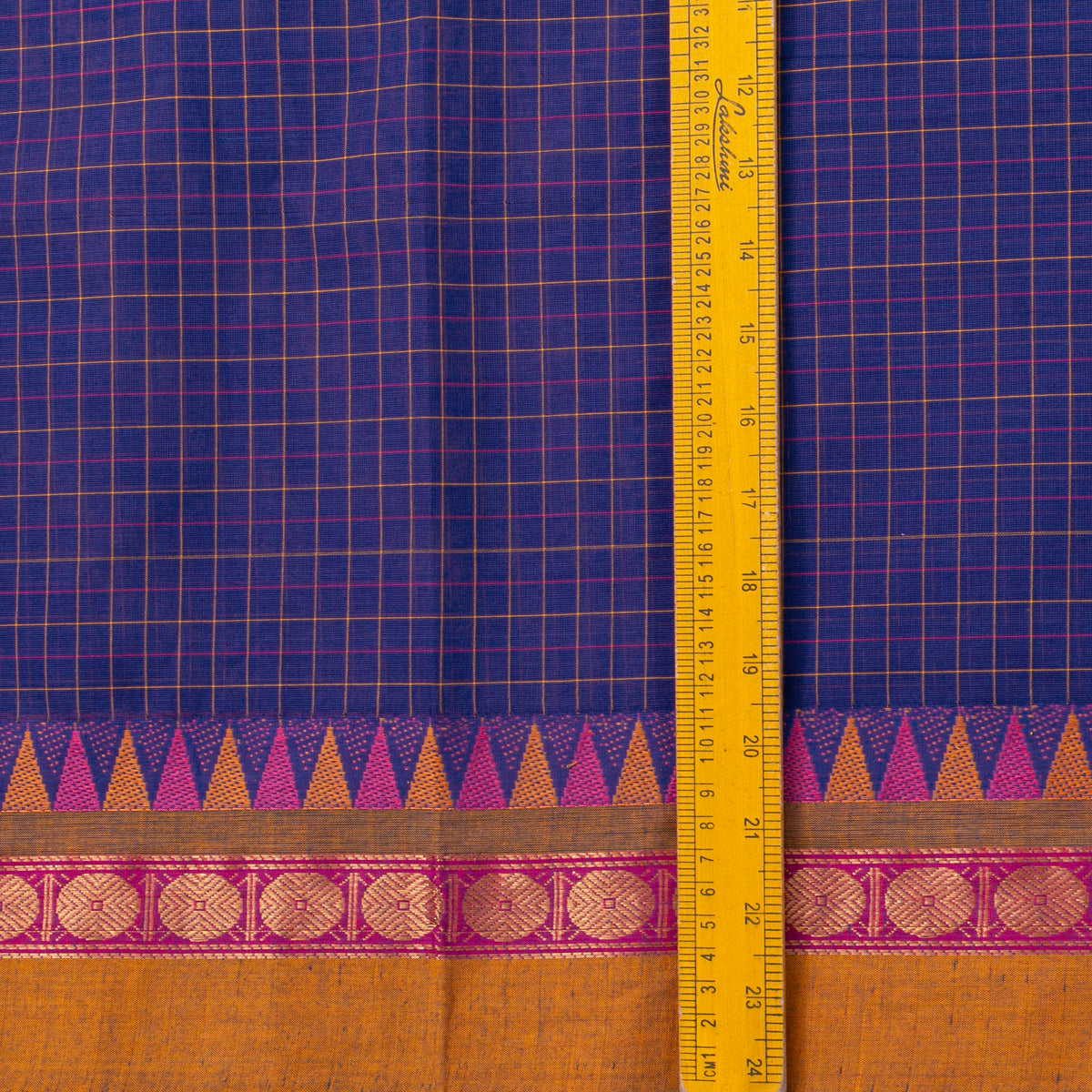 Blue And Mustard Kanchi Cotton Saree For Festive Wear PV MM KC 753