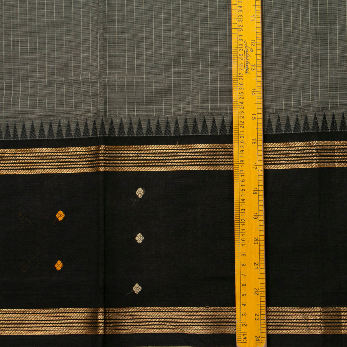 Grey And Black Kanchi Cotton Saree For Festive Wear PV MM KC 925