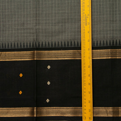 Grey And Black Kanchi Cotton Saree For Festive Wear PV MM KC 925