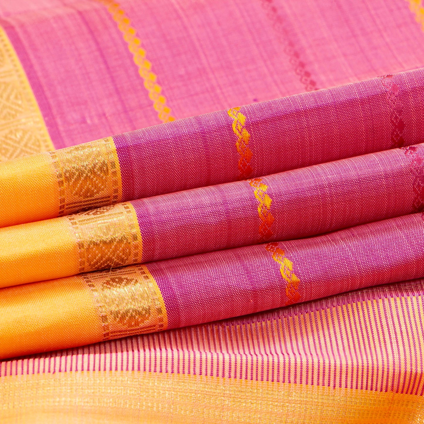 Pink And Cream Kanchipuram Silk Saree For Wedding Wear PV NYC 1484