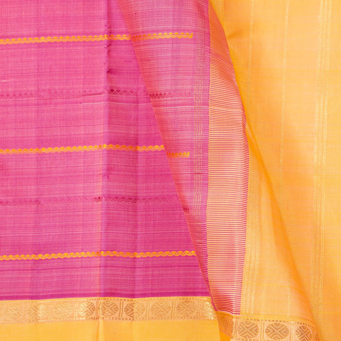 Pink And Cream Kanchipuram Silk Saree For Wedding Wear PV NYC 1484