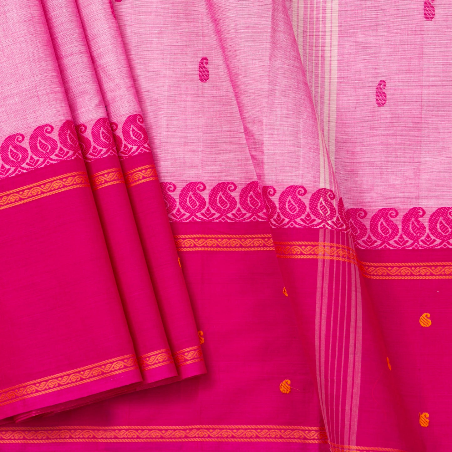 Pink Kanchi Cotton Saree For Festive Wear PV MM KC 951