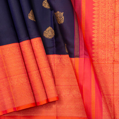 Blue And Pink Kanchipuram Silk Saree For Wedding Wear PV NYC 1573