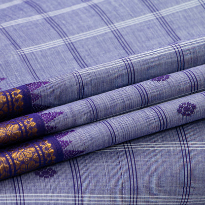 Blue And Violet Kanchi Cotton Saree For Festive Wear PV MM KC 945