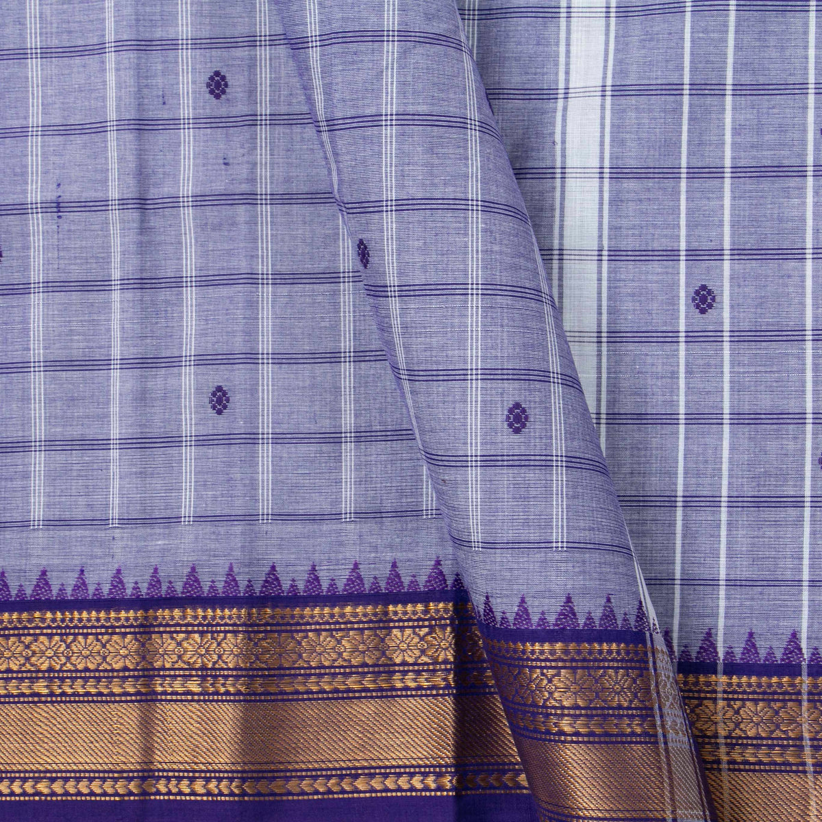 Blue And Violet Kanchi Cotton Saree For Festive Wear PV MM KC 945