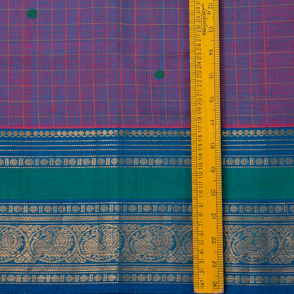 Mauve And Blue Kanchi Cotton Saree For Festive Wear PV MM KC 941