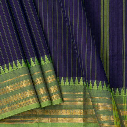 Blue And Green Kanchi Cotton Saree For Festive Wear PV MM KC 740