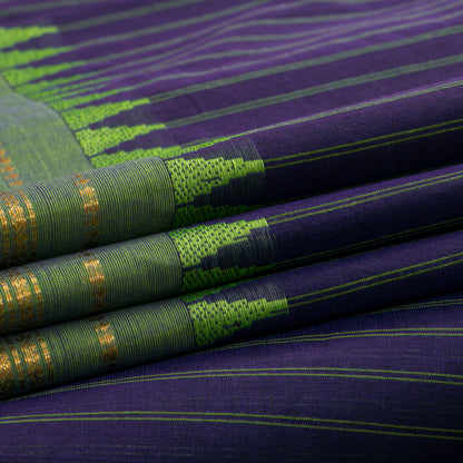 Blue And Green Kanchi Cotton Saree For Festive Wear PV MM KC 740