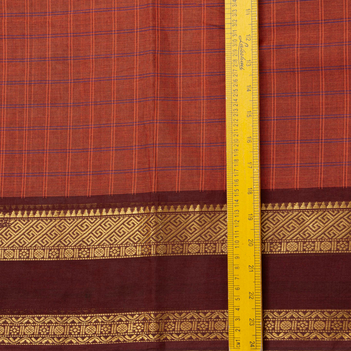 Rust And Brown Kanchi Cotton Saree For Festive Wear PV MM KC 755