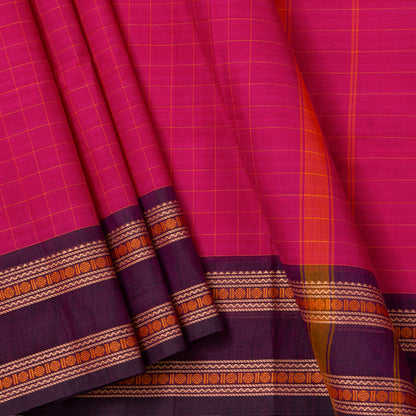 Pink And Purple Kanchi Cotton Saree For Festive Wear PV MM KC 754