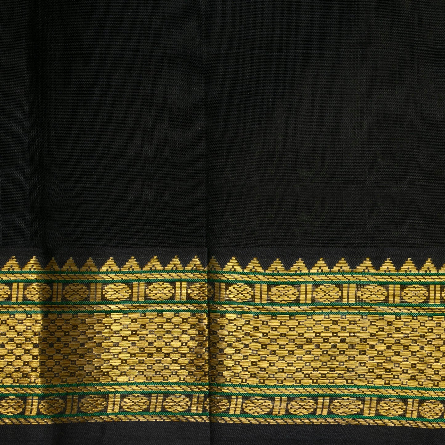Red And Orange Checked Kanchi Silk Cotton Saree With Black Contrast Border For Festive Wear VP SC 170
