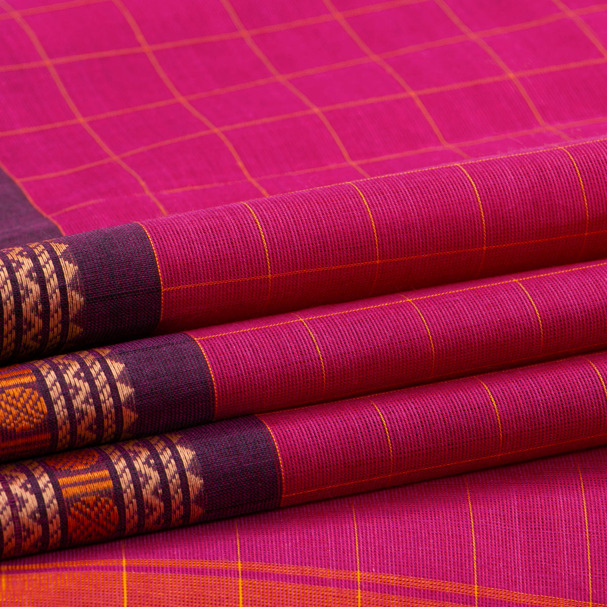 Pink And Purple Kanchi Cotton Saree For Festive Wear PV MM KC 754