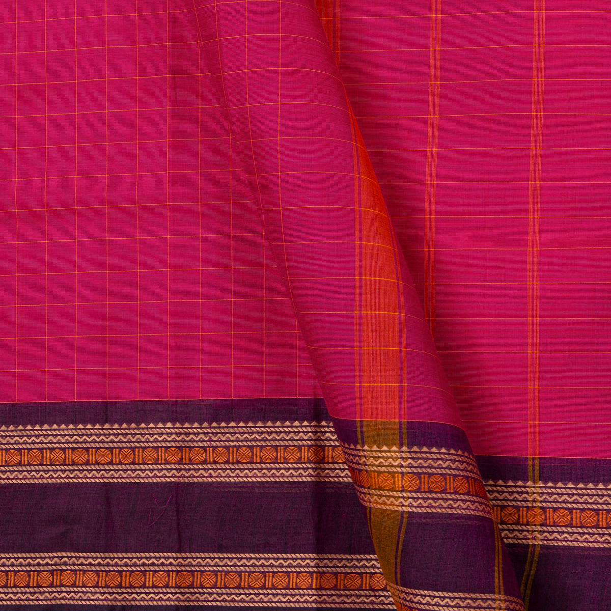 Pink And Purple Kanchi Cotton Saree For Festive Wear PV MM KC 754