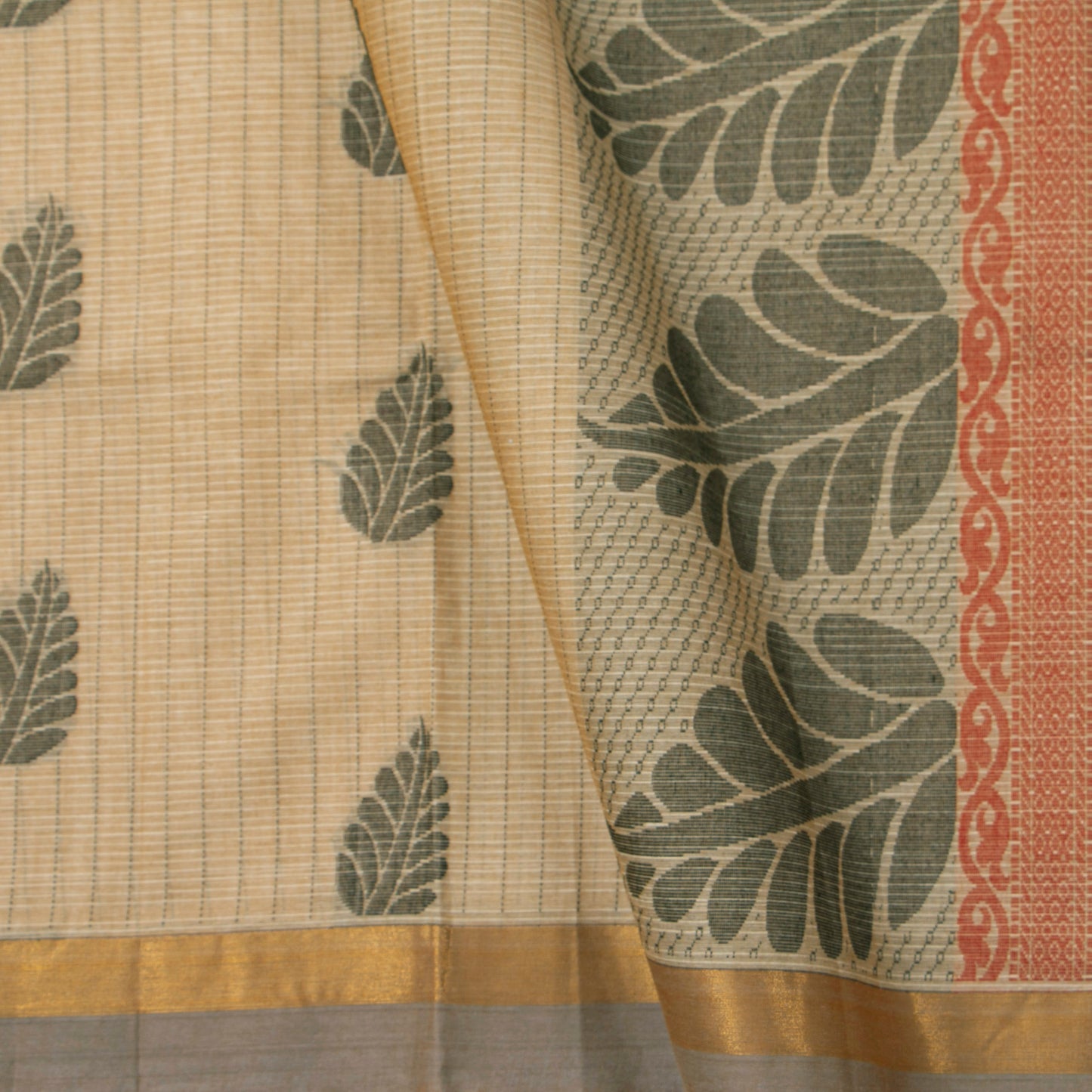 Beige Cotton Saree For Festive Wear PV MM KC 972