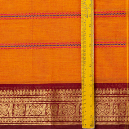 Orange And Maroon Kanchi Cotton Saree For Festive Wear PV MM KC 923