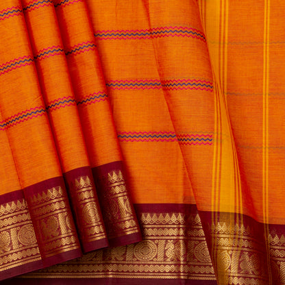 Orange And Maroon Kanchi Cotton Saree For Festive Wear PV MM KC 923