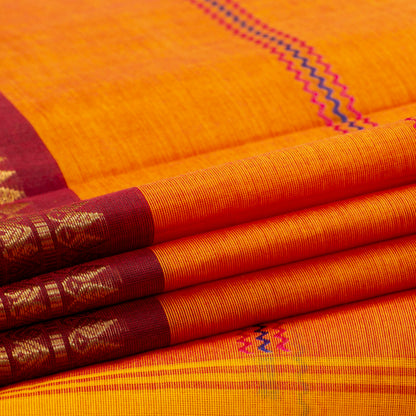 Orange And Maroon Kanchi Cotton Saree For Festive Wear PV MM KC 923