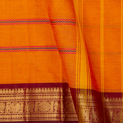 Orange And Maroon Kanchi Cotton Saree For Festive Wear PV MM KC 923