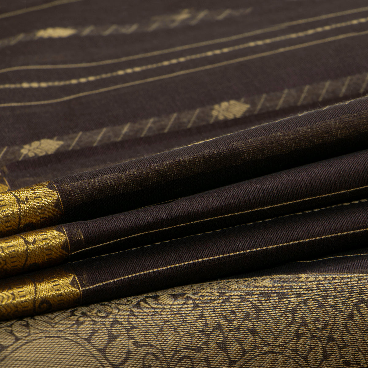 Brown Kanchi Cotton Saree For Festive Wear PV MM KC 970