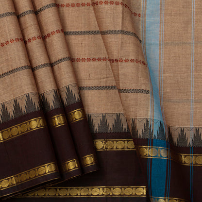 Beige And Brown Veldhari Stripes Kanchi Cotton Saree For Festive Wear PV MM KC 920