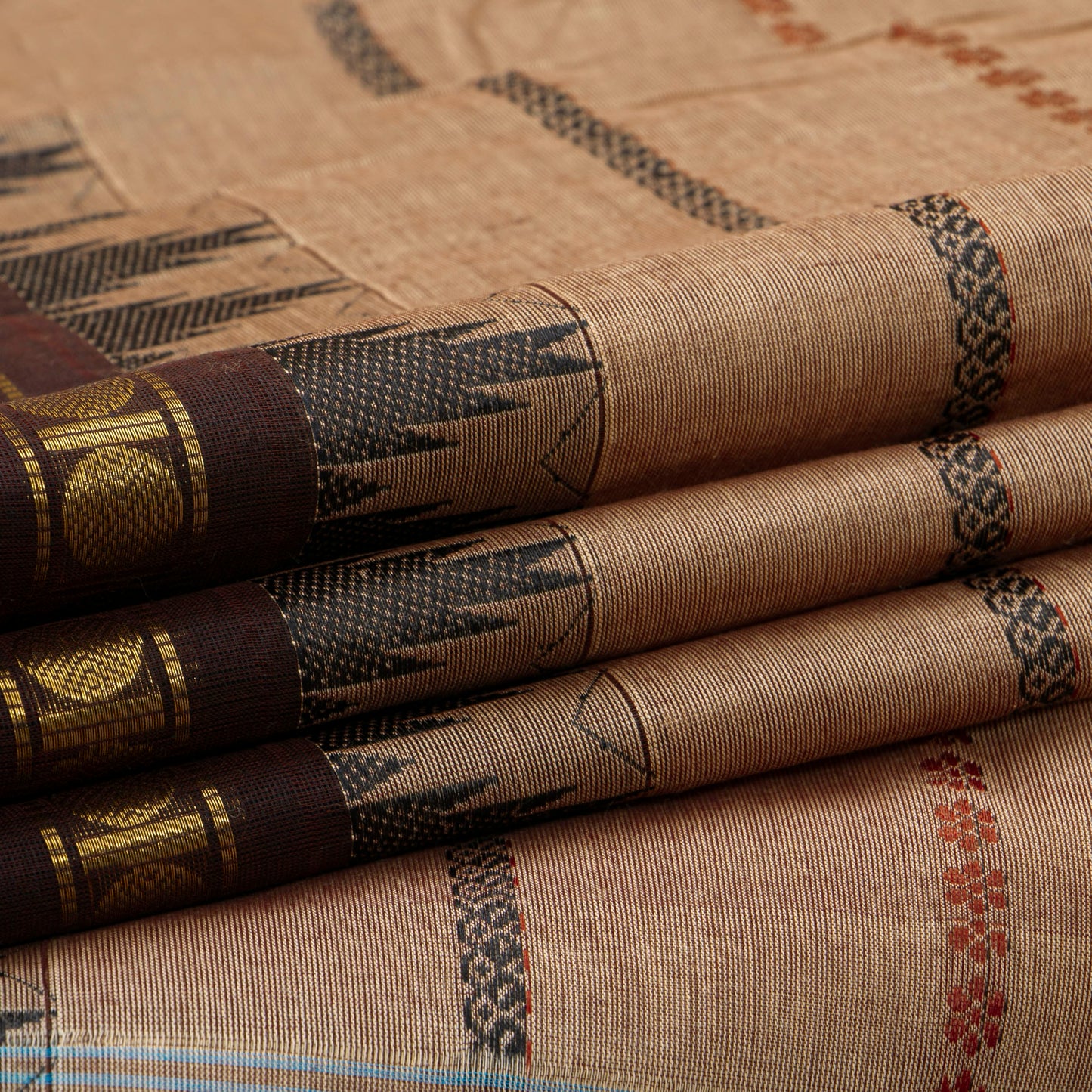 Beige And Brown Veldhari Stripes Kanchi Cotton Saree For Festive Wear PV MM KC 920