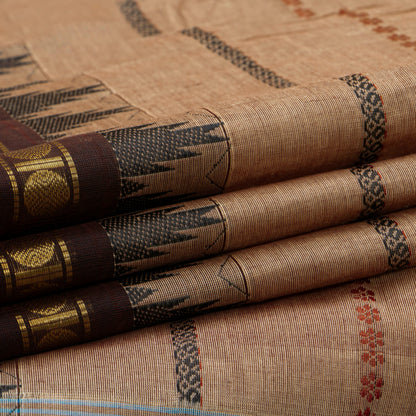 Beige And Brown Veldhari Stripes Kanchi Cotton Saree For Festive Wear PV MM KC 920