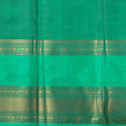 Deep Purple And Cyan Kanchi Silk Cotton Saree With Zari Checks For Festive Wear VP SC 129