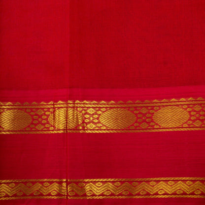 Yellow And Black Checked Kanchi Silk Cotton Saree With Red Korvai Border For Festive Wear VP SC 169