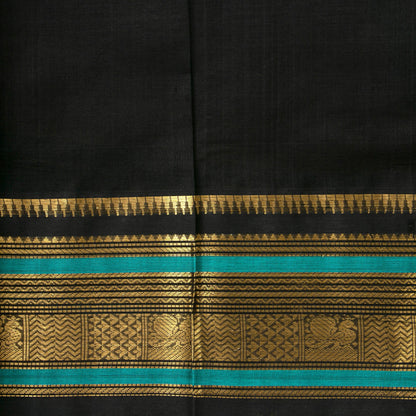 Pink And Black Kanchi Silk Cotton Saree With Zari Checks For Festive Wear VP SC 173