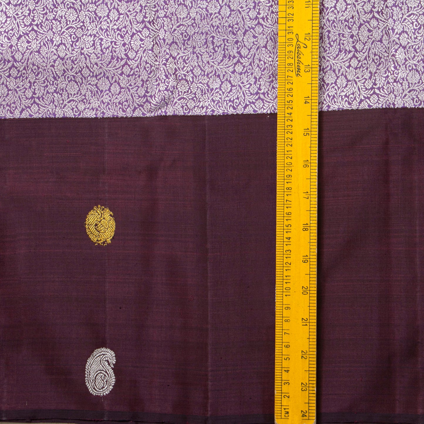 Lavender And Brown Kanchipuram Silk Saree For Festive Wear PV NYC 1543