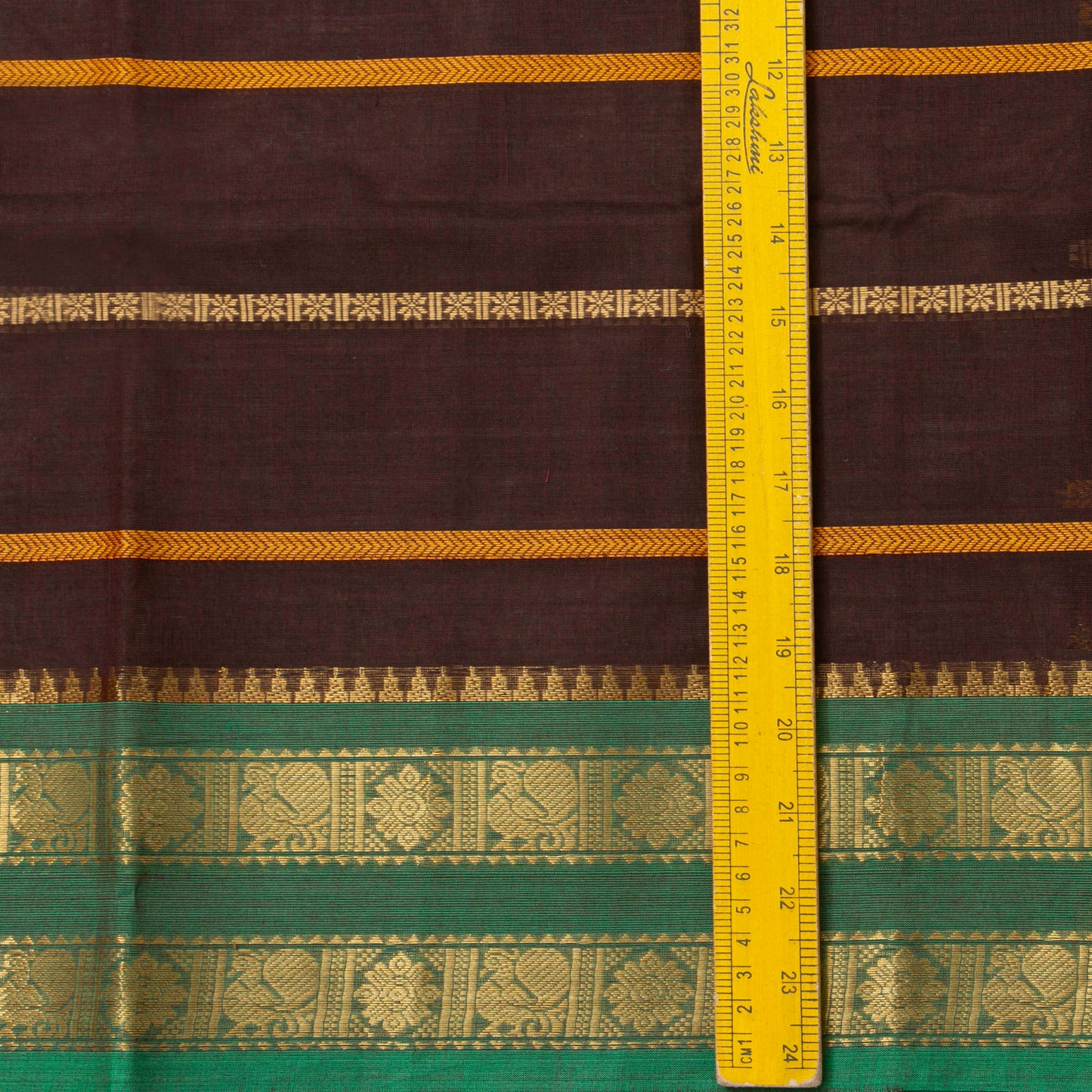 Brown And Green Veldhari Stripes Kanchi Cotton Saree For Festive Wear PV MM KC 924