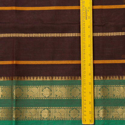 Brown And Green Veldhari Stripes Kanchi Cotton Saree For Festive Wear PV MM KC 924