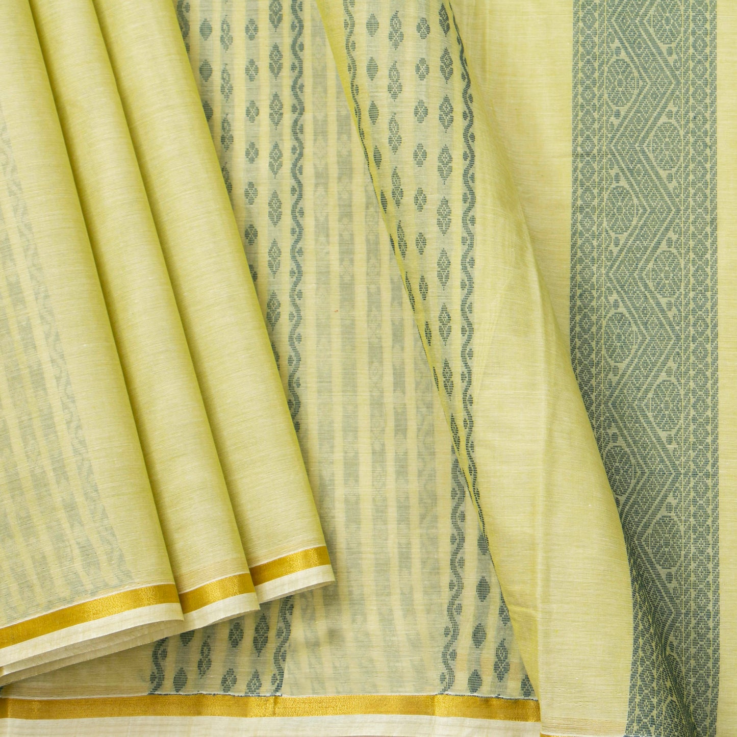 Pastel Yellow Fancy Cotton Saree For Festive Wear PV MM FC 968 - - Panjavarnam PV MM FC 968