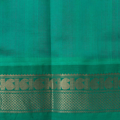Magenta And Turquoise Green Kanchi Silk Cotton Saree With Annam Chakram Motifs For Festive Wear VP SC 160
