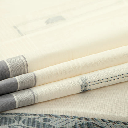 Off White Fancy Cotton Saree For Festive Wear PV MM FC 963