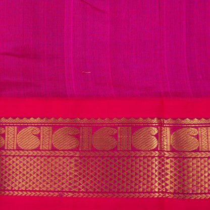 Blue And Pink Kanchi Silk Cotton Saree With Korvai Border For Festive Wear VP SC 163