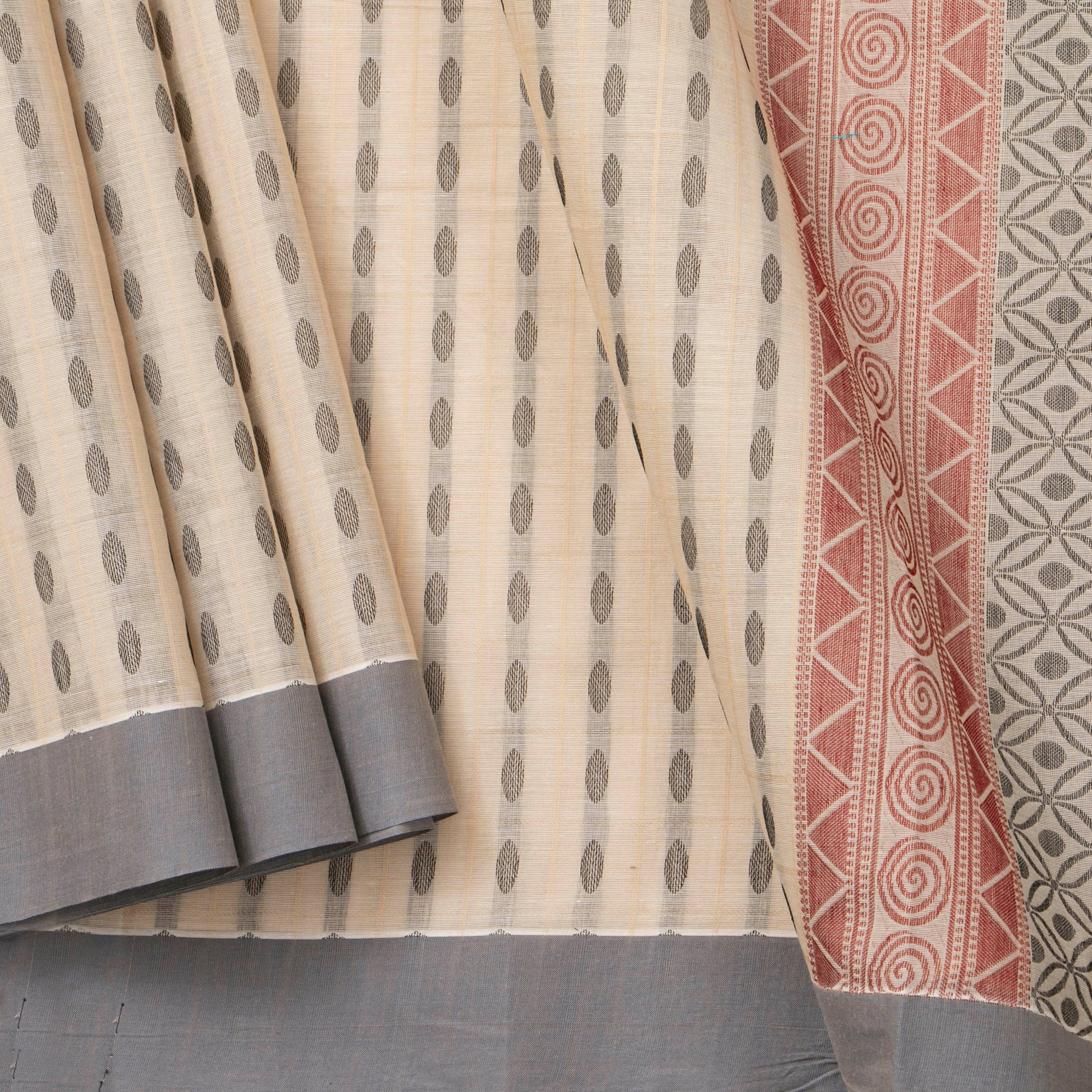 Off White Fancy Cotton Saree For Festive Wear PV MM FC 982 - Cotton Saree - Panjavarnam PV MM FC 982