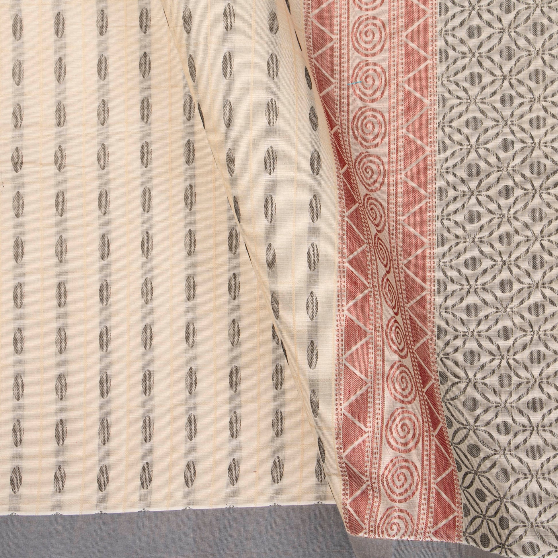 Off White Fancy Cotton Saree For Festive Wear PV MM FC 982 - Cotton Saree - Panjavarnam PV MM FC 982