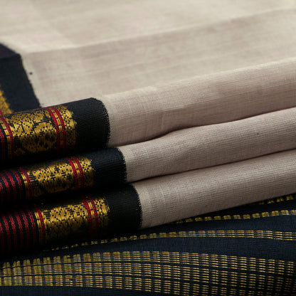 Grey And Black Kanchi Silk Cotton Saree For Festive Wear VP SC 145