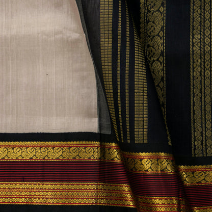 Grey And Black Kanchi Silk Cotton Saree For Festive Wear VP SC 145