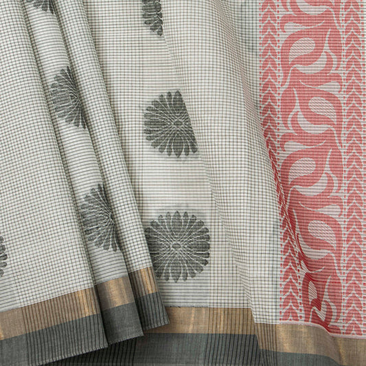 Off White Fancy Cotton Saree For Festive Wear PV MM FC 980