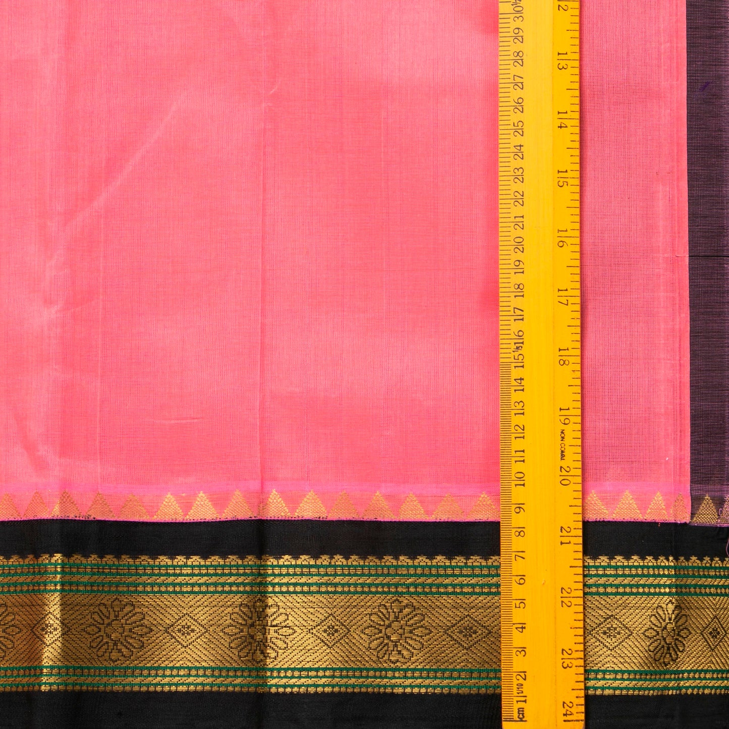 Pastel Pink And Black Kanchi Silk Cotton Saree For Festive Wear VP SC 148