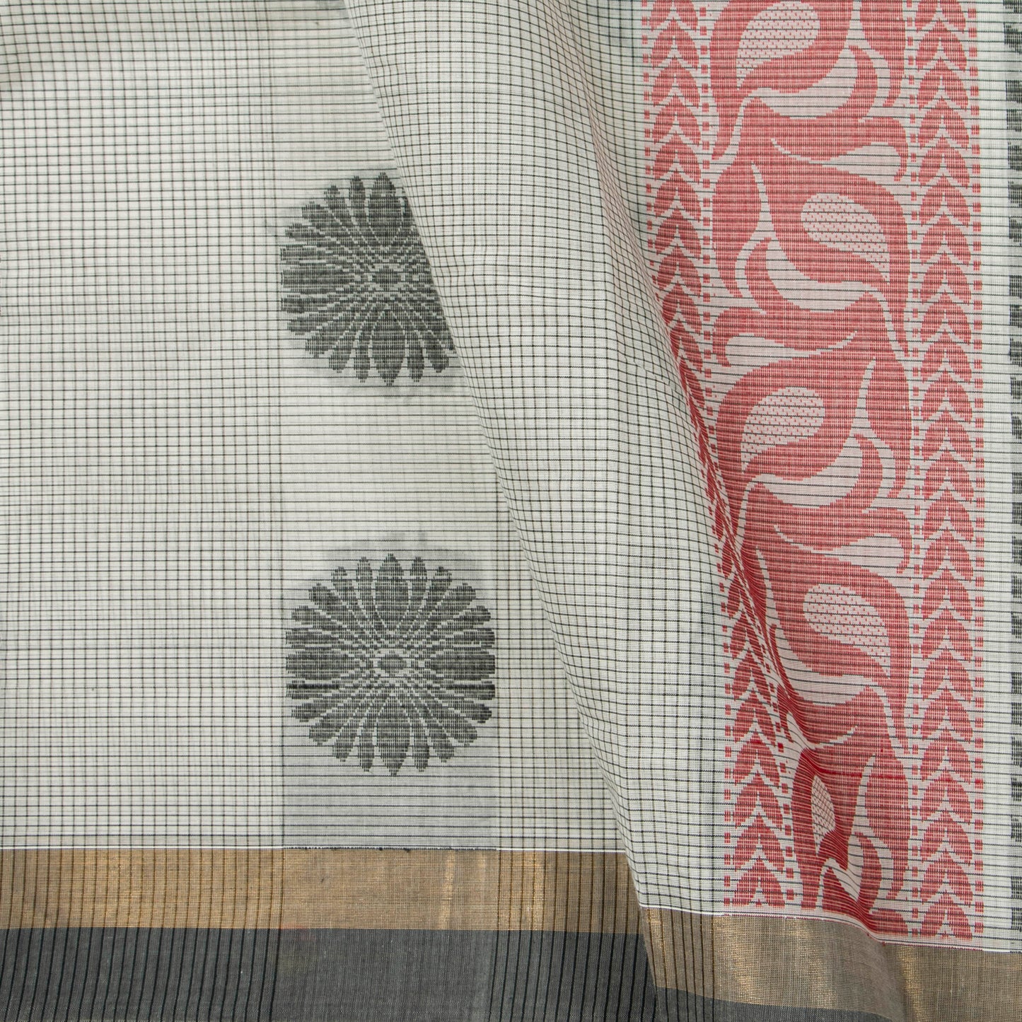 Off White Fancy Cotton Saree For Festive Wear PV MM FC 980