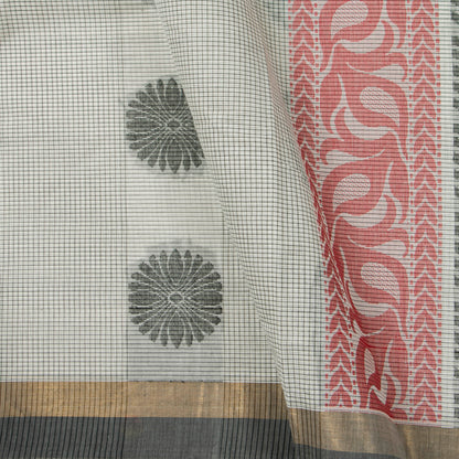 Off White Fancy Cotton Saree For Festive Wear PV MM FC 980