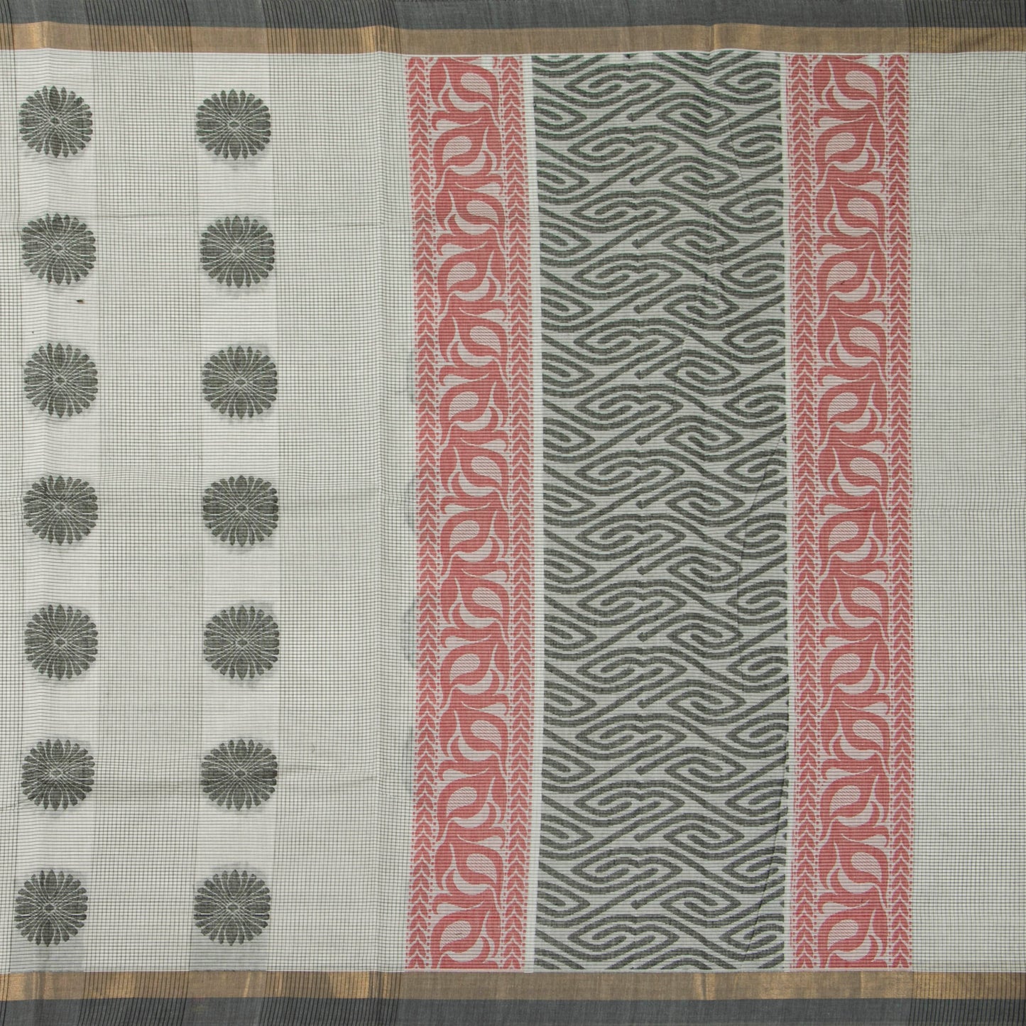 Off White Fancy Cotton Saree For Festive Wear PV MM FC 980